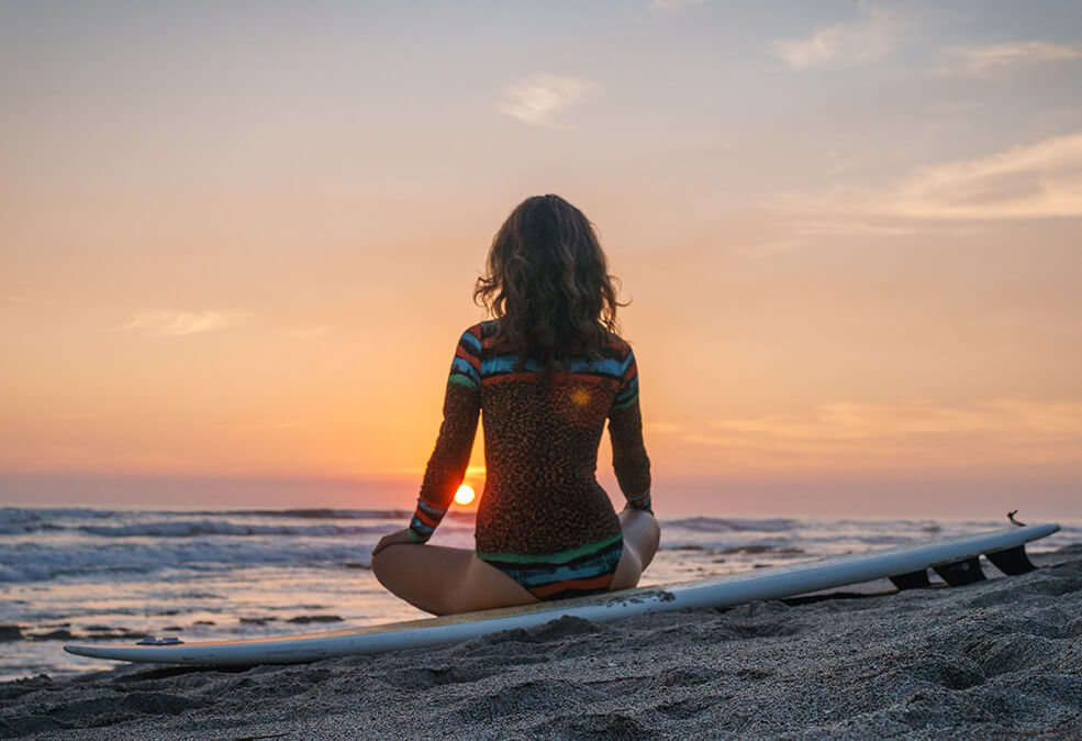 watching the sunset on the beach