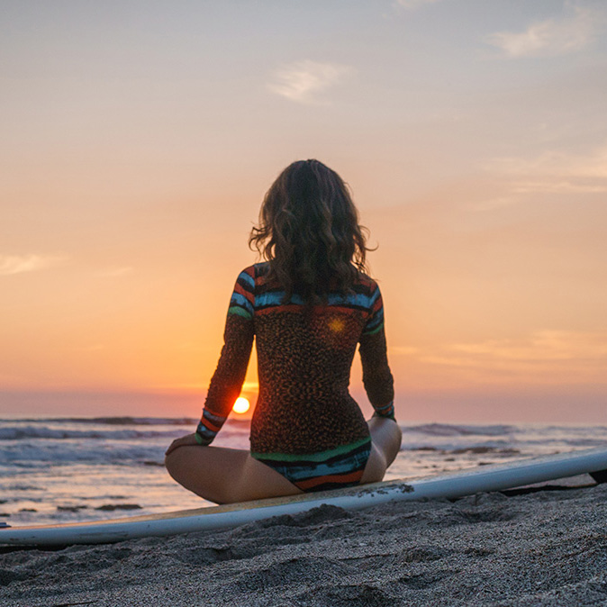 beach meditation at sunset